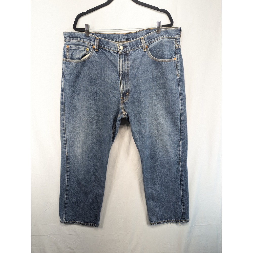Levi Strauss 505 Mens Jeans 44x29 Blue Denim Button Fly Straight Leg Pants